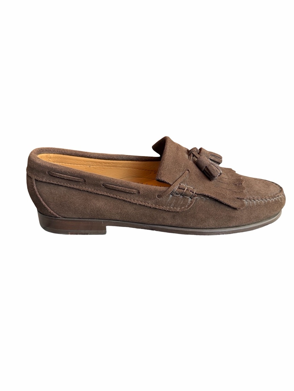 CASTELLANO Men's Brown Suede Tassel Loafers, Size 7.5 SPAIN